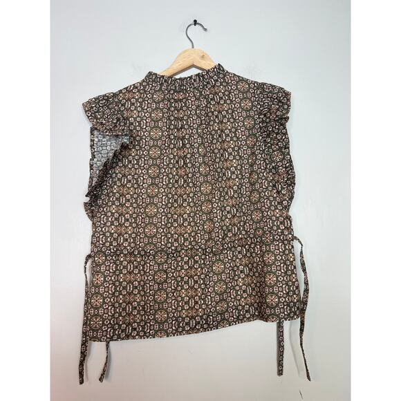 NEW Marie Oliver Ruched Drawstring Waist Split Neck Flared Sleeves Top Sz: Small - Picture 6 of 7